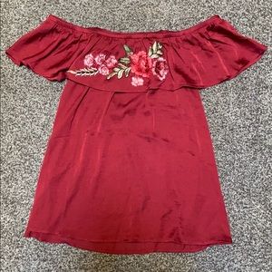 Off the shoulder embroidered Maurices shirt